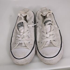 Converse Kids White Canvas Low-Top Sneakers with Black Trim